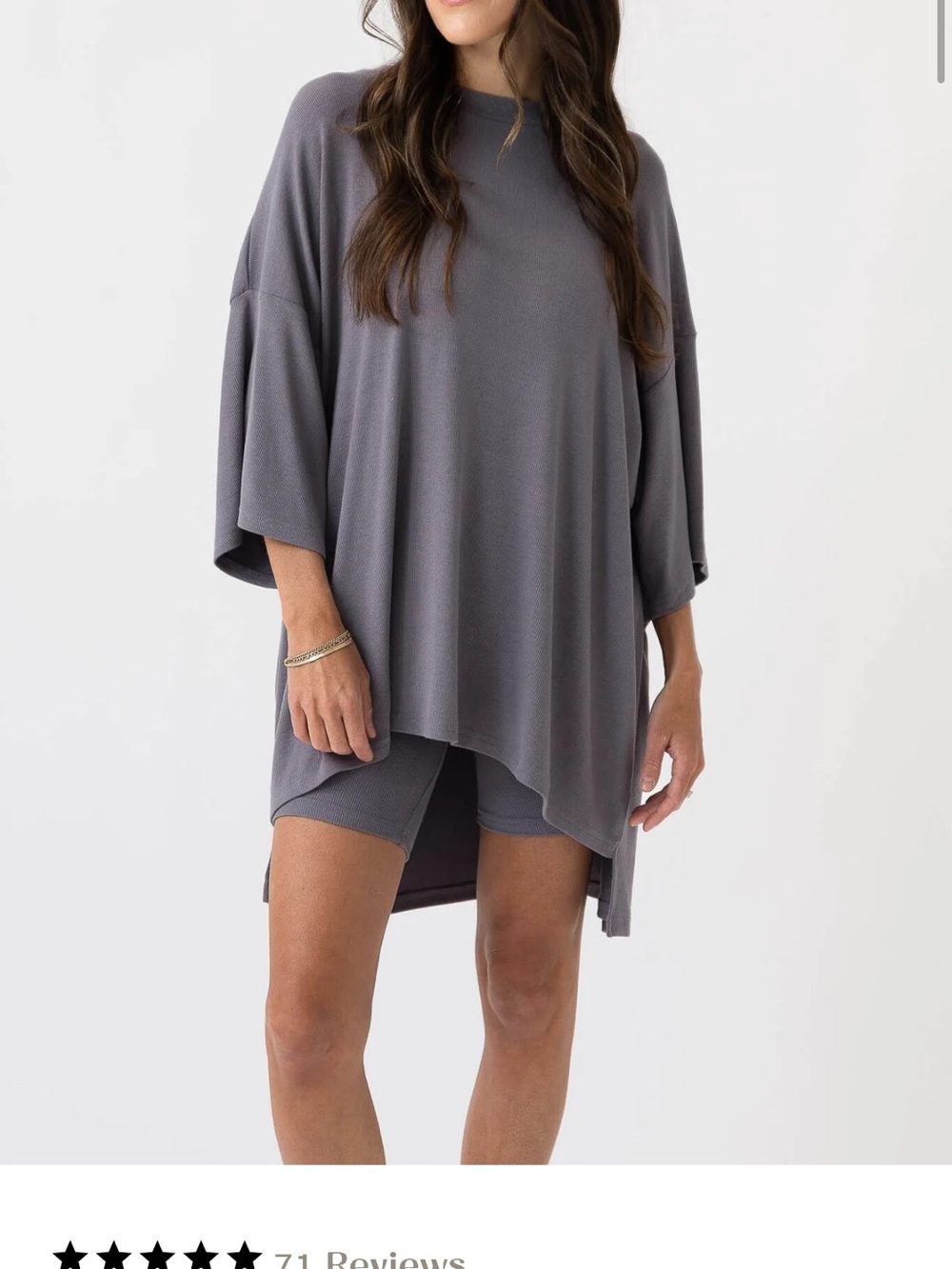 Oversized Short-Sleeve Tee in Charcoal Gray